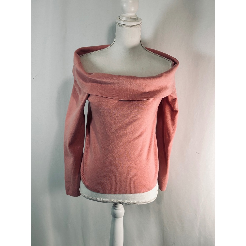 LOFT Womens XL‎ Coral Pink Off The Shoulder Cowl Neck Knit Sweater Long Sleeve